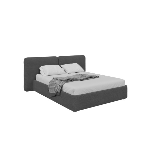 Кровать двуспальная Hub Soft 160 см (серый, букле)