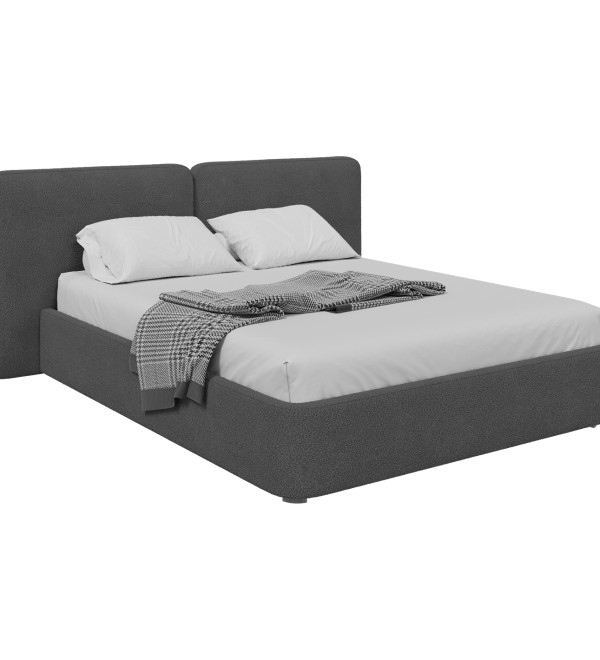Кровать двуспальная Hub Soft 160 см (серый, букле)