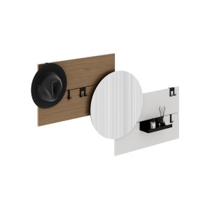 Вешалка Stripe M горизонтальная с зеркалом D 60 см (натуральный дуб, дымка)
