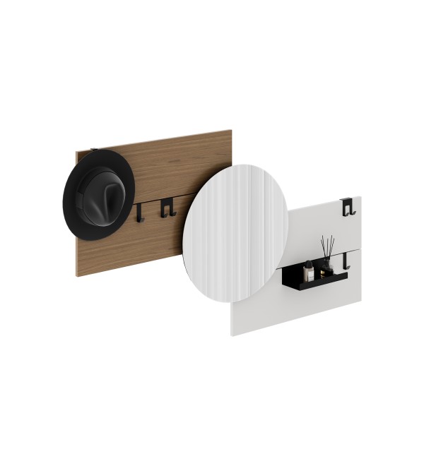Вешалка Stripe M горизонтальная с зеркалом D 60 см (натуральный дуб, дымка)