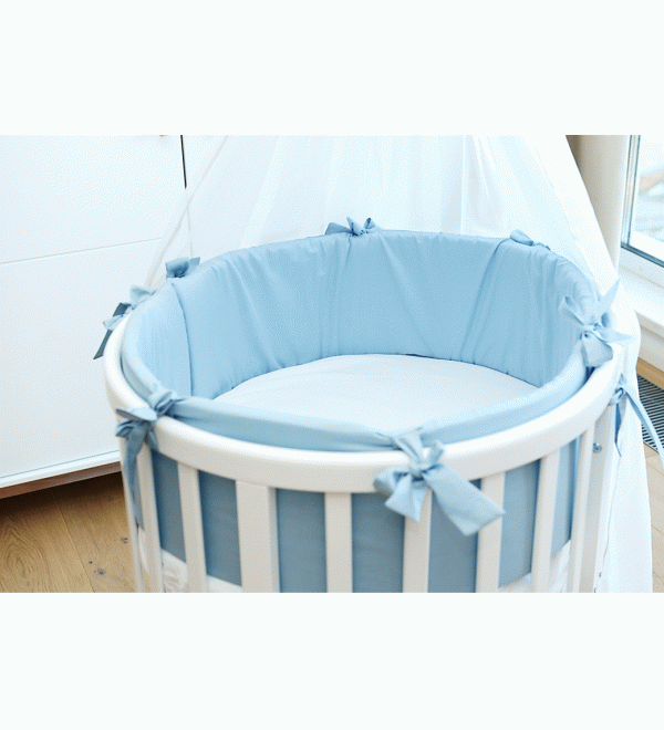 Мягкие бортики для кроватки Ellipsebed (голубой, сатин)