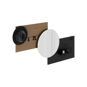 Вешалка Stripe M горизонтальная с зеркалом D 60 см (натуральный дуб, черный)