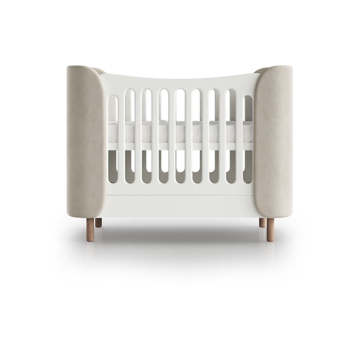 Кроватка KIDI Soft mini cпальное место 60*120 см антивандальная ткань (молочный)