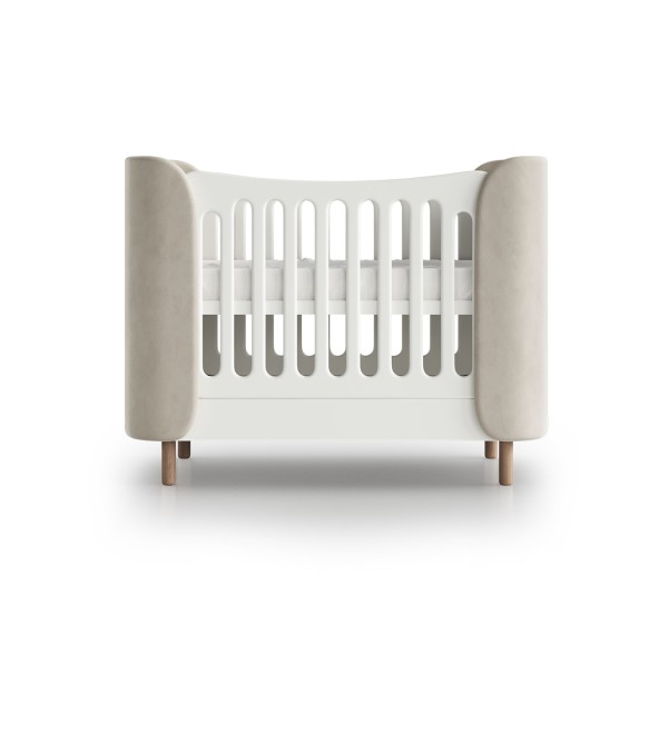 Кроватка KIDI Soft mini cпальное место 60*120 см антивандальная ткань (молочный)