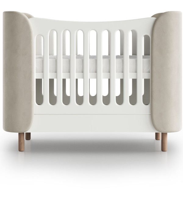 Кроватка KIDI Soft mini cпальное место 60*120 см антивандальная ткань (молочный)