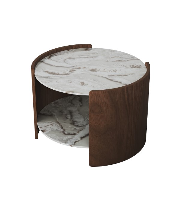Столик Lagom Stone D 65 см высота 45 см (камень OV2, орех)