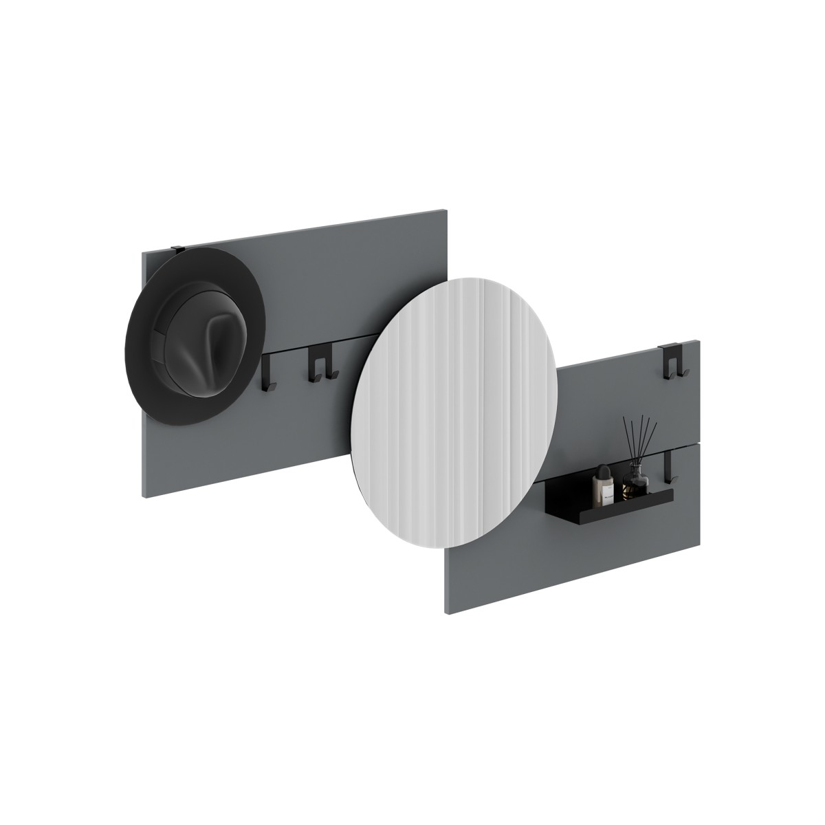 Вешалка Stripe M горизонтальная с зеркалом D 60 см (серый)