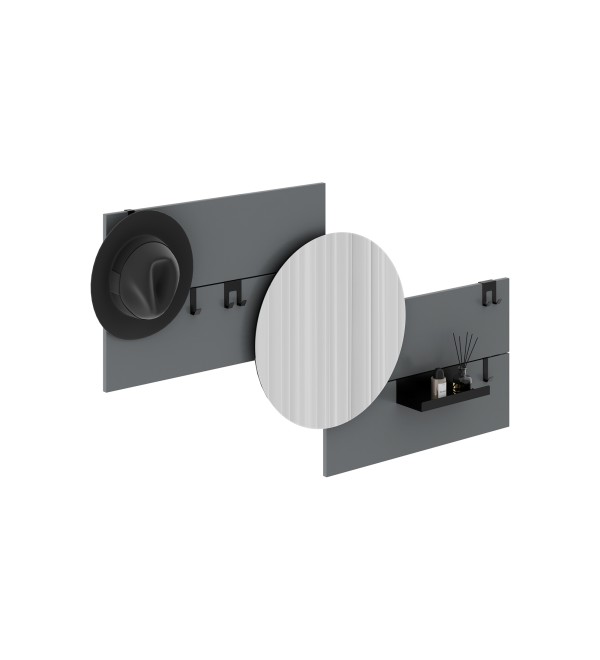 Вешалка Stripe M горизонтальная с зеркалом D 60 см (серый)