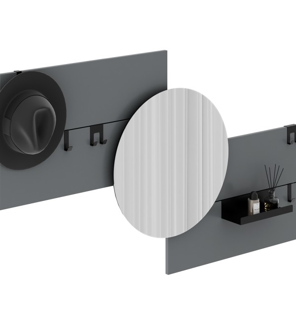 Вешалка Stripe M горизонтальная с зеркалом D 60 см (серый)