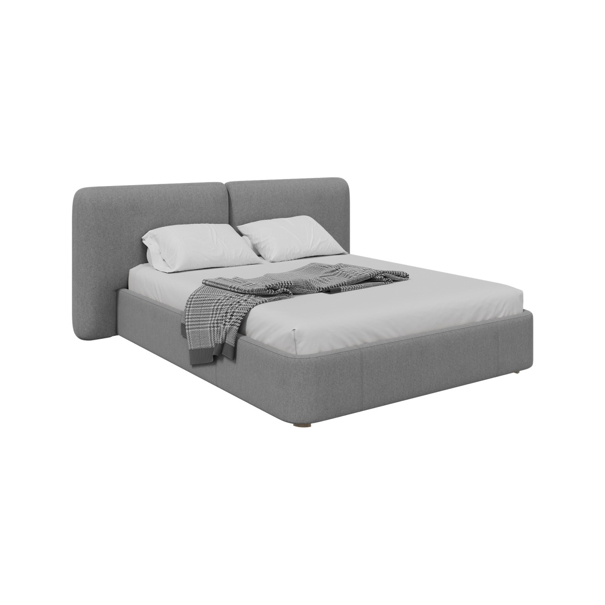 Кровать двуспальная Hub Soft 160 см (светло-серый, твид)