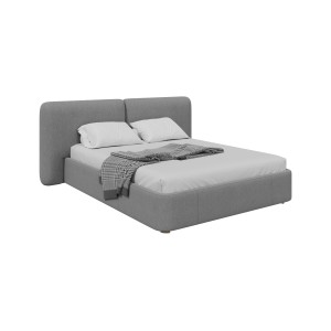 Кровать двуспальная Hub Soft 160 см (светло-серый, твид)