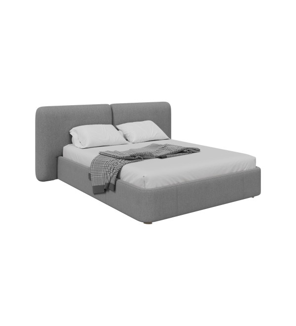 Кровать двуспальная Hub Soft 160 см (светло-серый, твид)