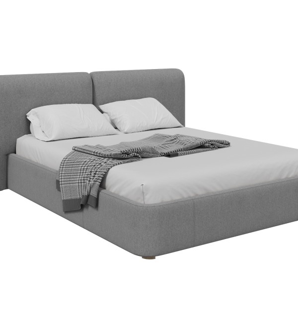 Кровать двуспальная Hub Soft 160 см (светло-серый, твид)