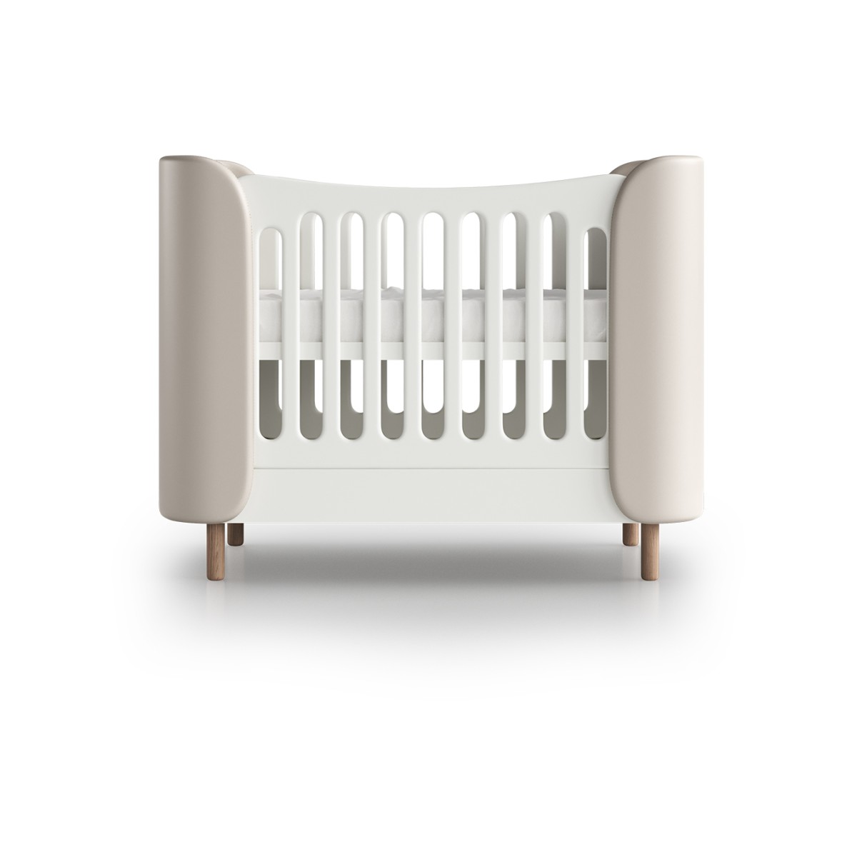 Кроватка KIDI Soft mini cпальное место 60*120 см (молочный, экокожа)