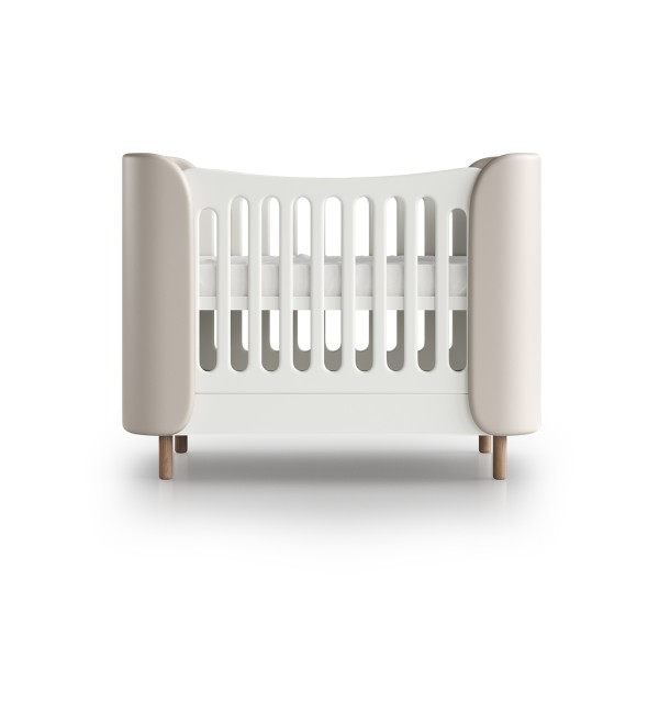 Кроватка KIDI Soft mini cпальное место 60*120 см (молочный, экокожа)
