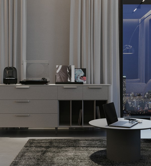 Тумба Type oak 5 ящиков 4 полки ширина 200 см (серо-бежевый)