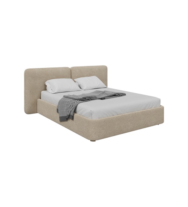Кровать двуспальная Hub Soft 160 см (молочный, букле)