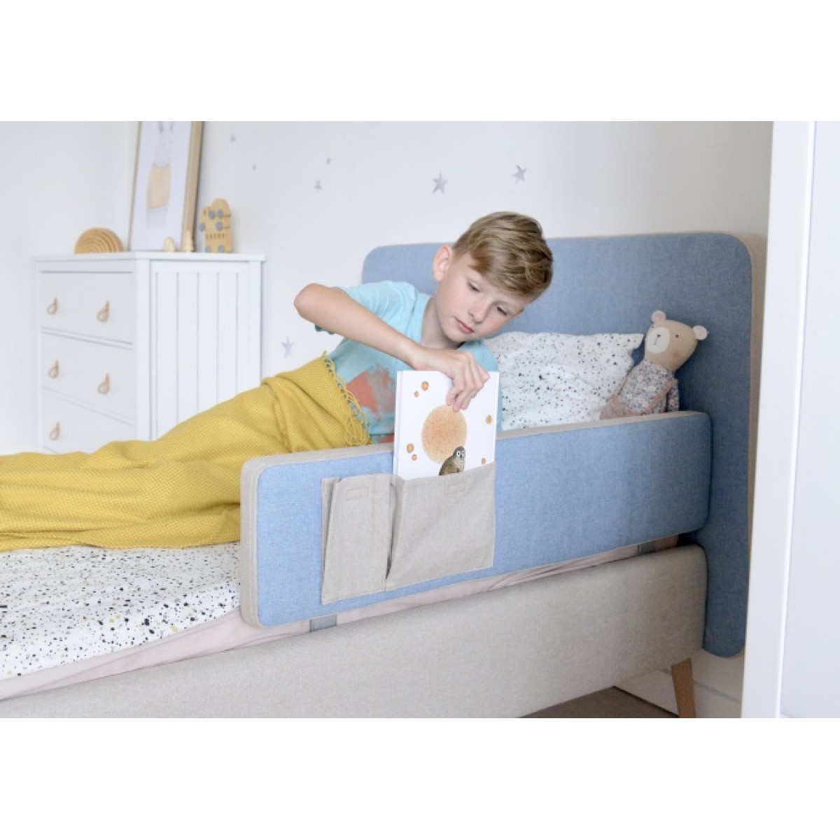 Защитный бортик Soft (бежевый/голубой)