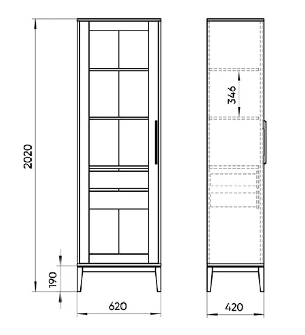 Витрина Fjord 2 ящика L (белый)