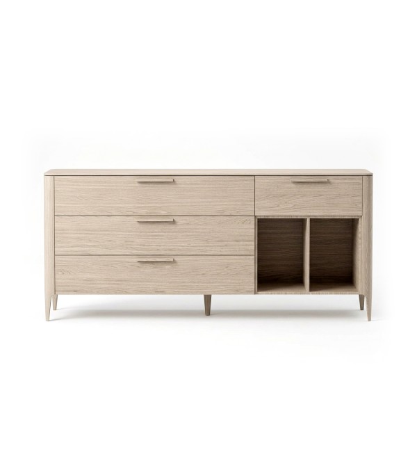 Тумба Type oak 4 ящика 2 полки ширина 180 см (беленый дуб)