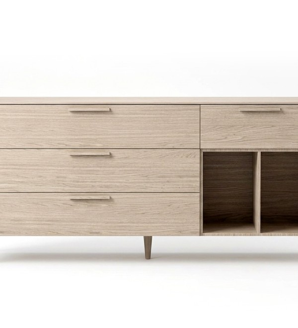 Тумба Type oak 4 ящика 2 полки ширина 180 см (беленый дуб)
