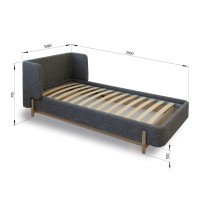 Кровать Basic спальное место 90*200 см (серый, букле)