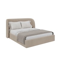 Кровать двуспальная Classic 160 см (бежевый, велюр)
