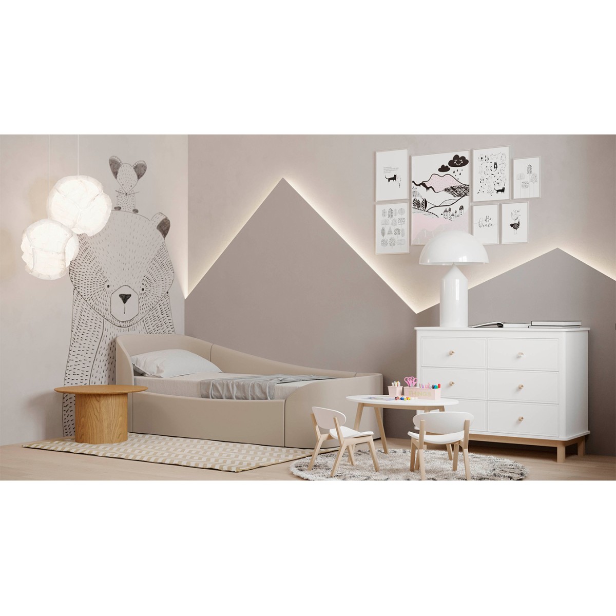 Диван-кровать KIDI Soft с низким изножьем 90*200 см R (бежевый)