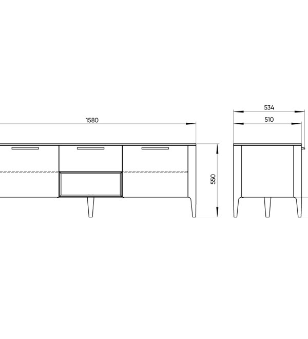 Тумба Type oak под ТВ ширина 160 см (темно-серый)