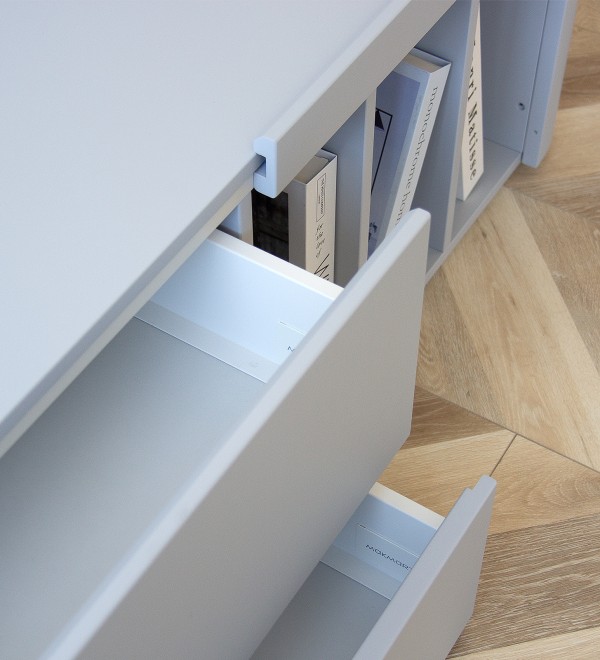 Тумба Lagom под ТВ 2 ящика 3 ниши ширина 140 см (светло-серый)