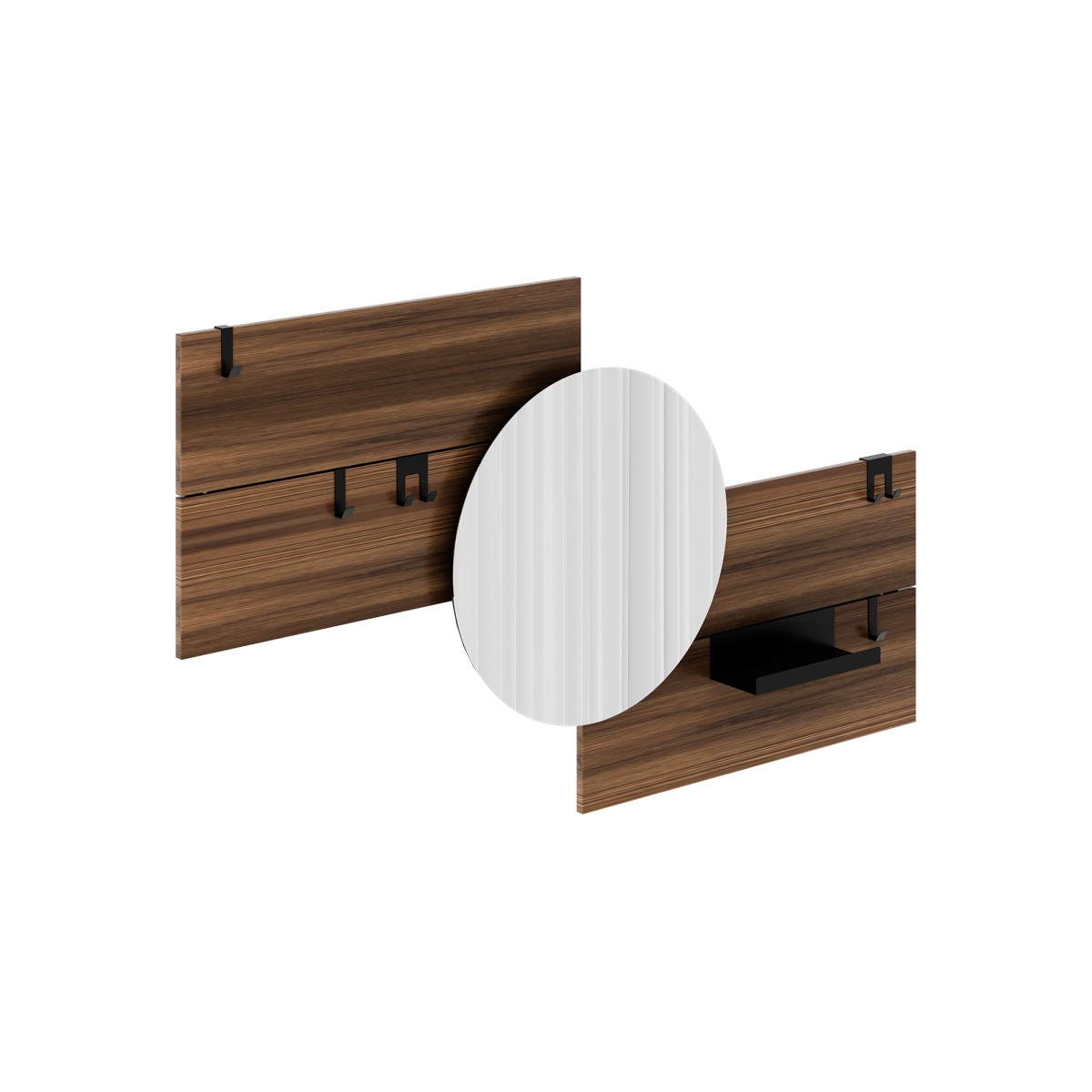 Вешалка Stripe M горизонтальная с зеркалом D 60 см (орех)