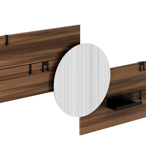 Вешалка Stripe M горизонтальная с зеркалом D 60 см (орех)