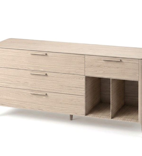 Тумба Type oak 4 ящика 2 полки ширина 180 см (беленый дуб)