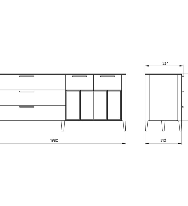 Тумба Type oak 5 ящиков 4 полки ширина 200 см (серо-бежевый)