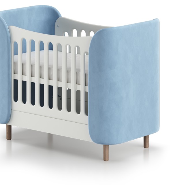 Кроватка KIDI Soft mini cпальное место 60*120 см (голубой)