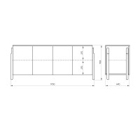 Тумба Basic 4 двери ширина 170 см (белый)
