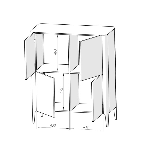 Шкаф Type oak 4 двери (светло-серый)