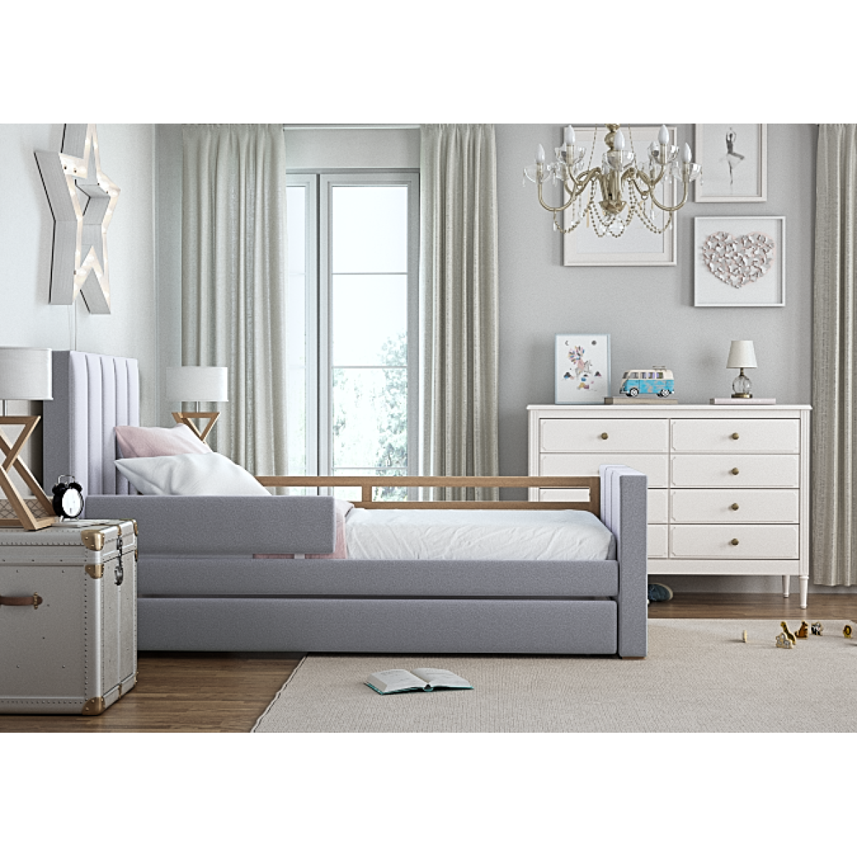 Кровать подростковая Cosy спальное место 90*200 см (серый)