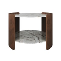 Столик Lagom Stone D 65 см высота 45 см (камень OV2, орех)