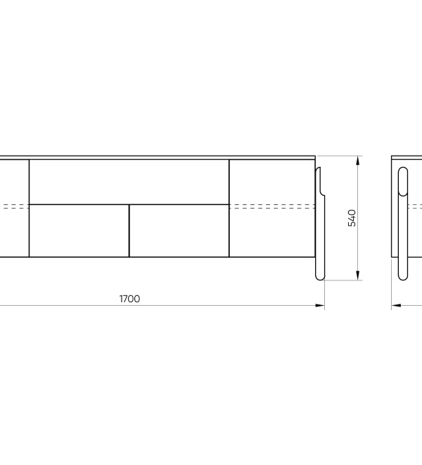 Тумба Basic под ТВ с нишей ширина 170 см (серый)