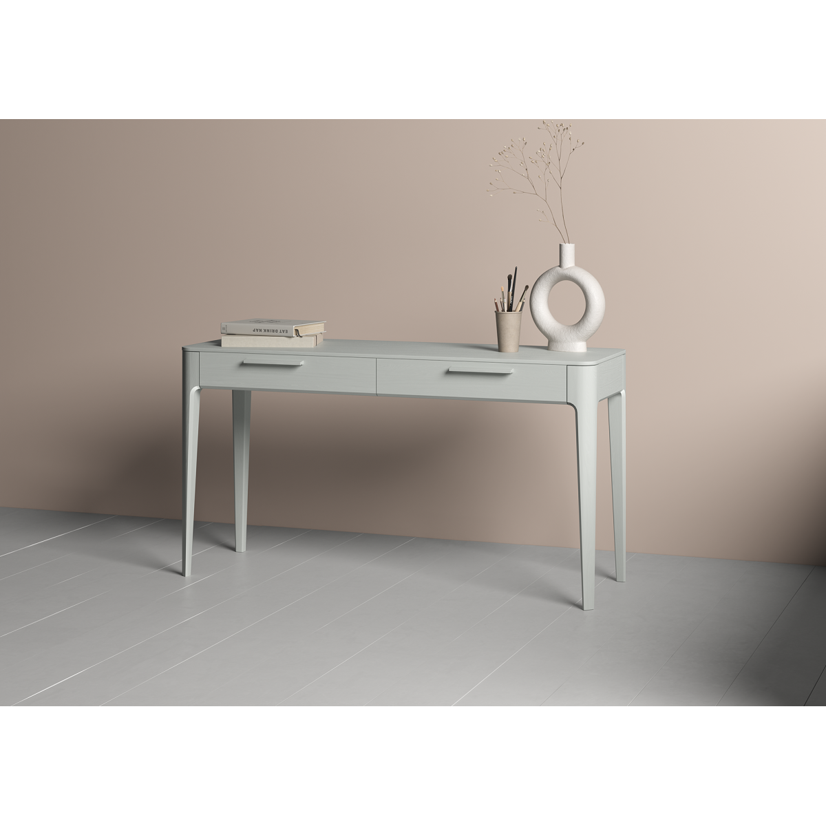 Консоль Type oak 2 ящика ширина 140 см (светло-серый)