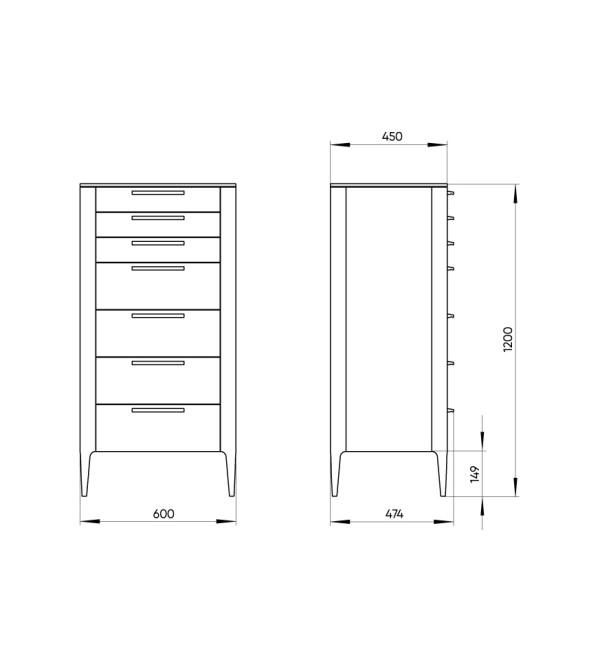 Комод Type oak высокии? 7 ящиков (серый)