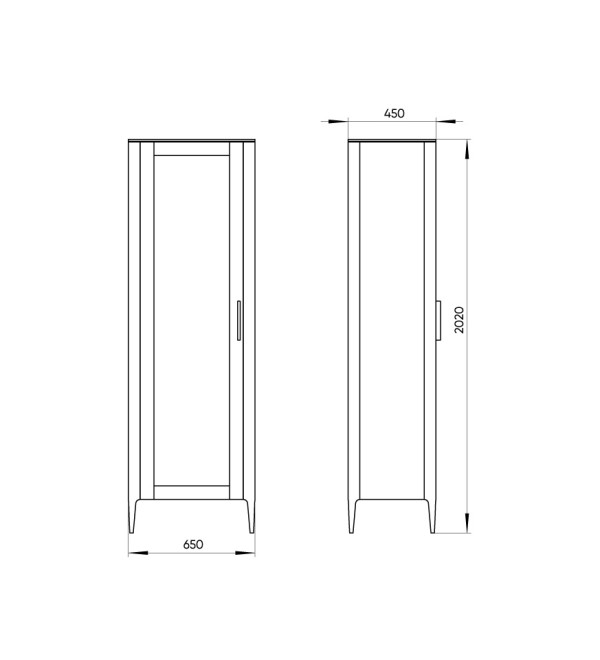 Витрина Type oak стеклянная высота 200 см L (молочный)