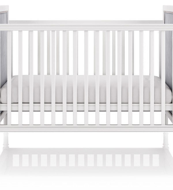 Кроватка Elit (белый, серая ткань)