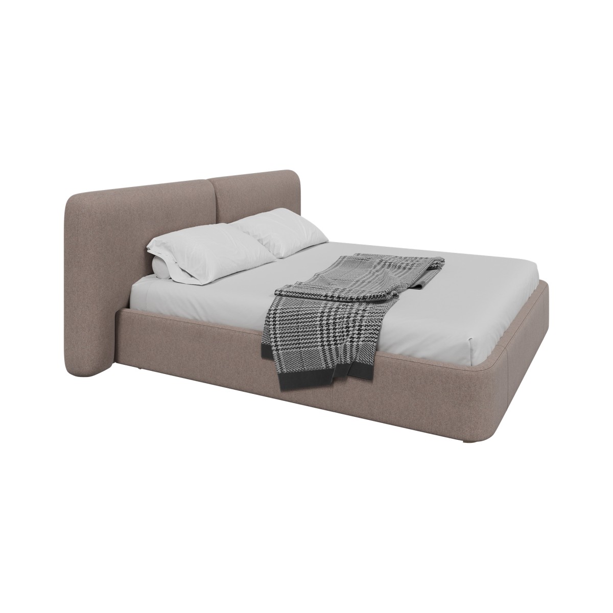 Кровать двуспальная Hub Soft 180 см (капучино, твид)