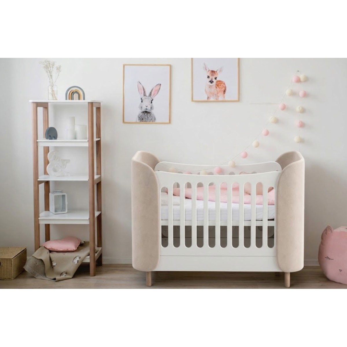 Кроватка KIDI Soft mini cпальное место 60*120 см антивандальная ткань (бежевый)