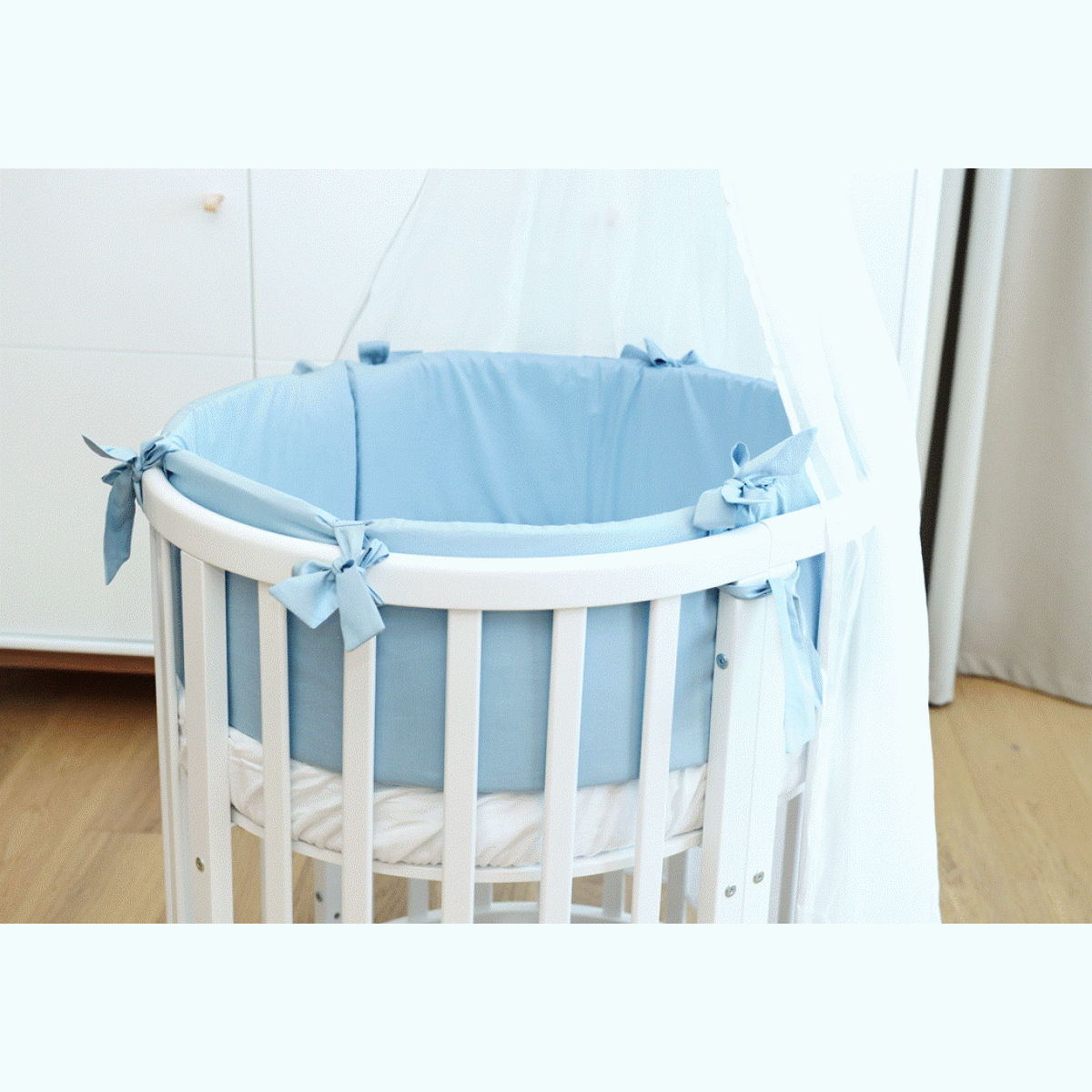 Мягкие бортики для кроватки Ellipsebed (голубой, сатин)