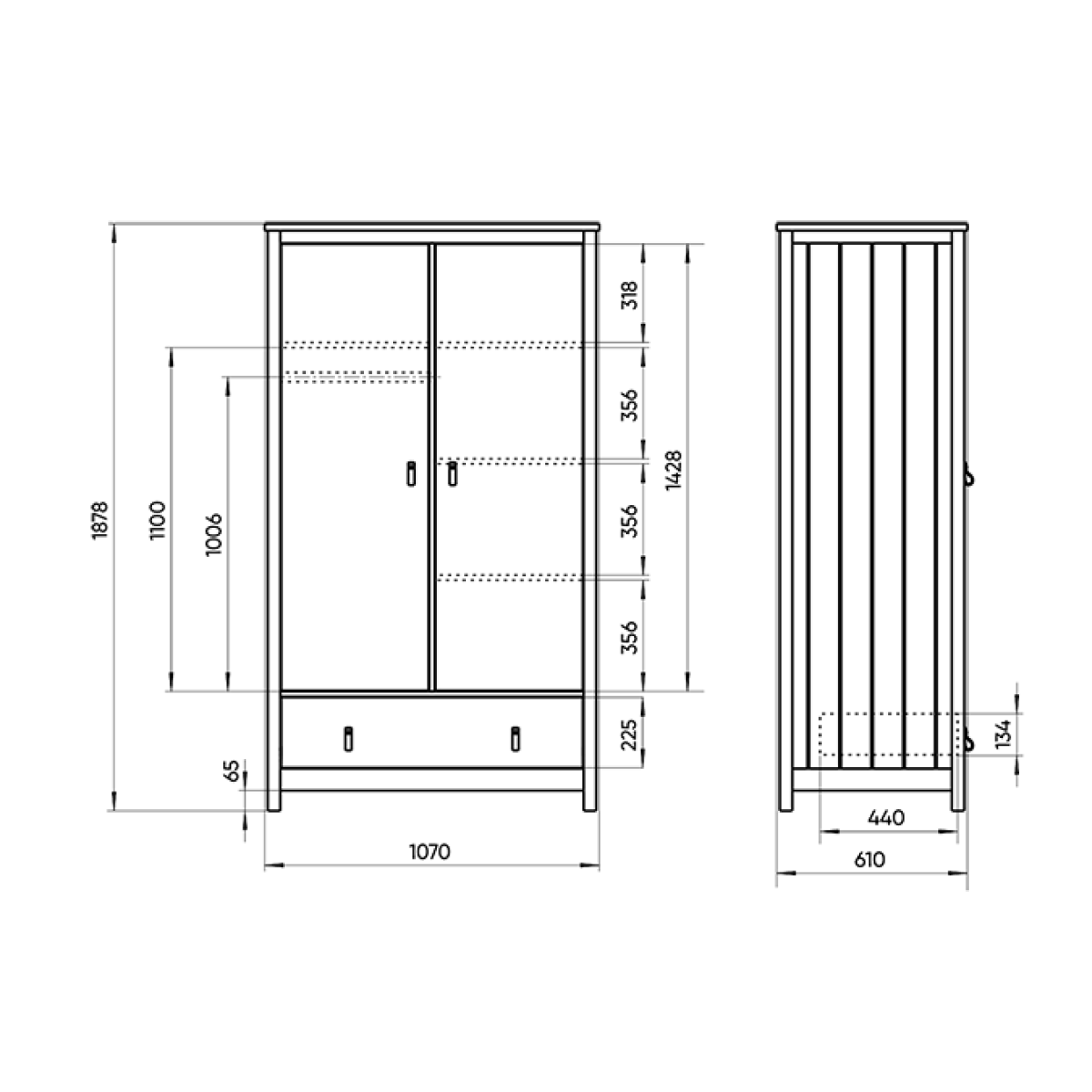Шкаф Wood 2-х створчатый (белый)