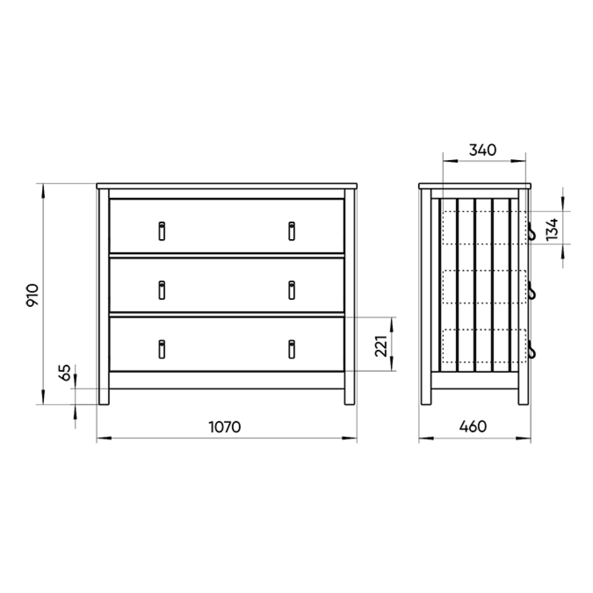 Комод Wood 3 ящика (серый)
