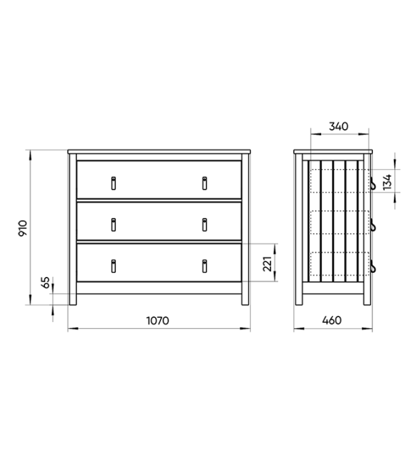 Комод Wood 3 ящика (серый)